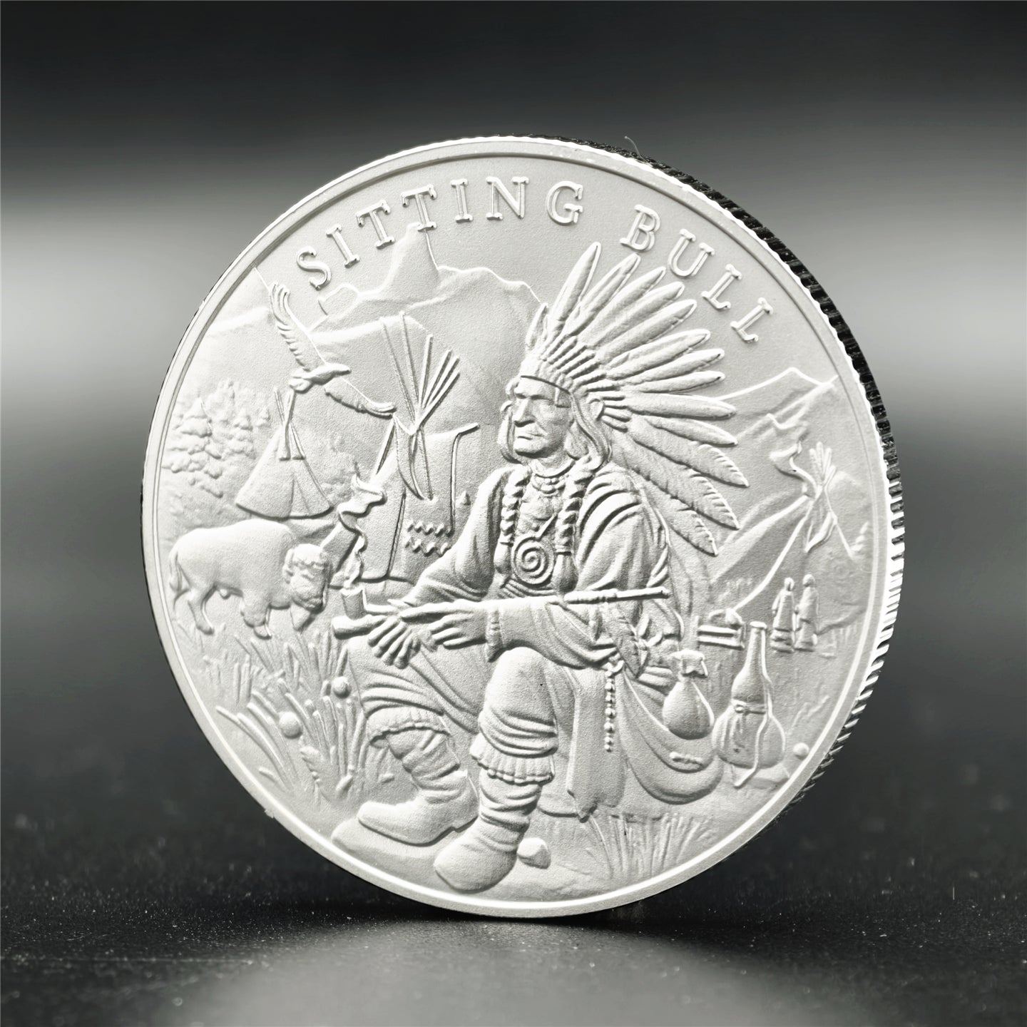 Chieftain Bull 1 oz .999 Fine Silver Round