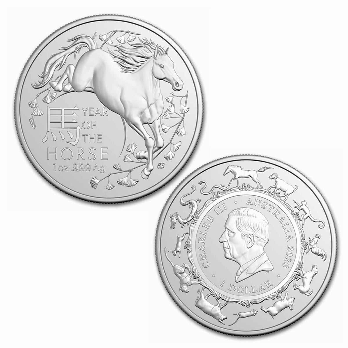 Australian Single Horse 1 oz .999 Fine Silver Coin