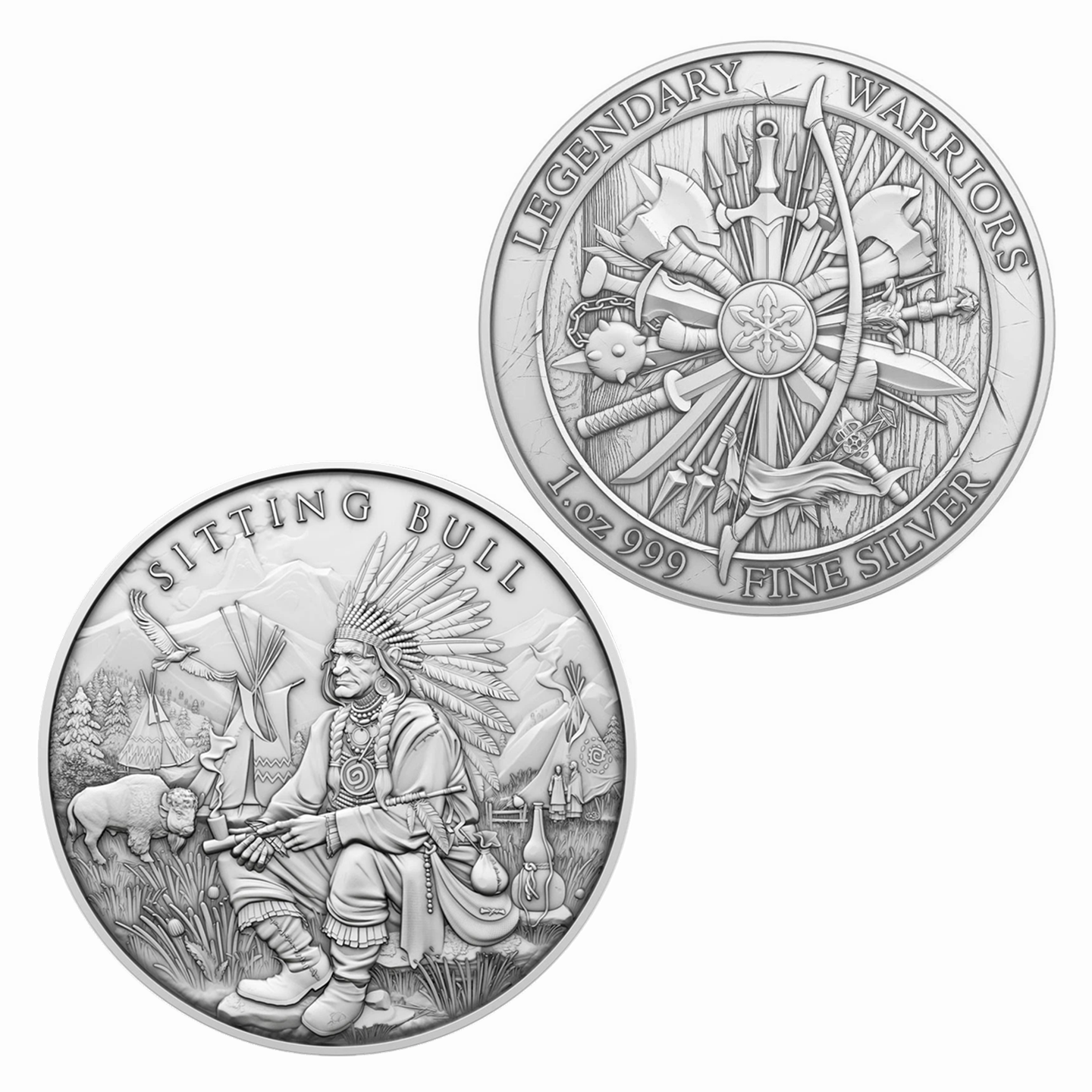 Chieftain Bull 1 oz .999 Fine Silver Round