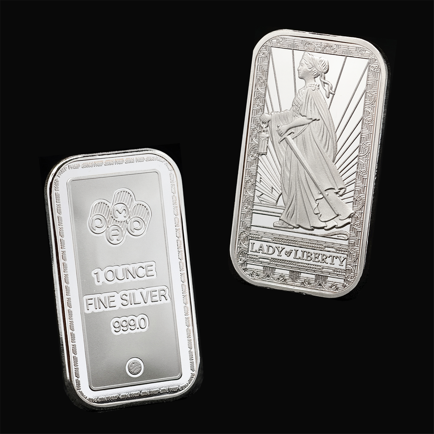 1 oz PAMP Suisse Lady of Liberty Silver Bar