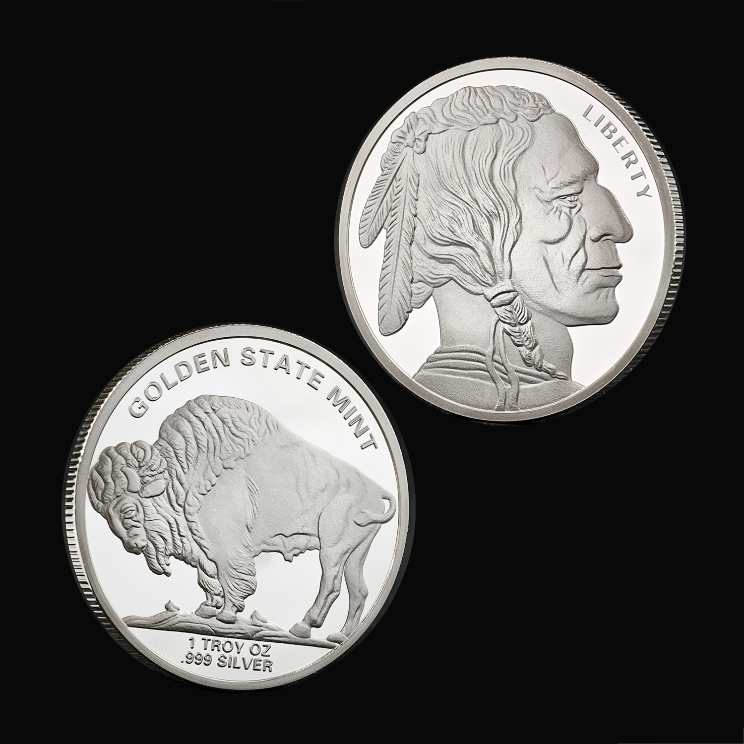 Indian Bison 1 oz .999 Fine Silver Round