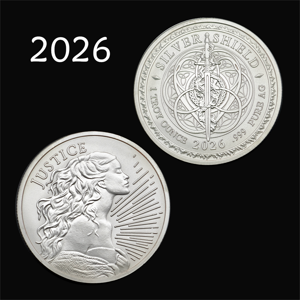 1 oz Justice Silver Shield Round (New)