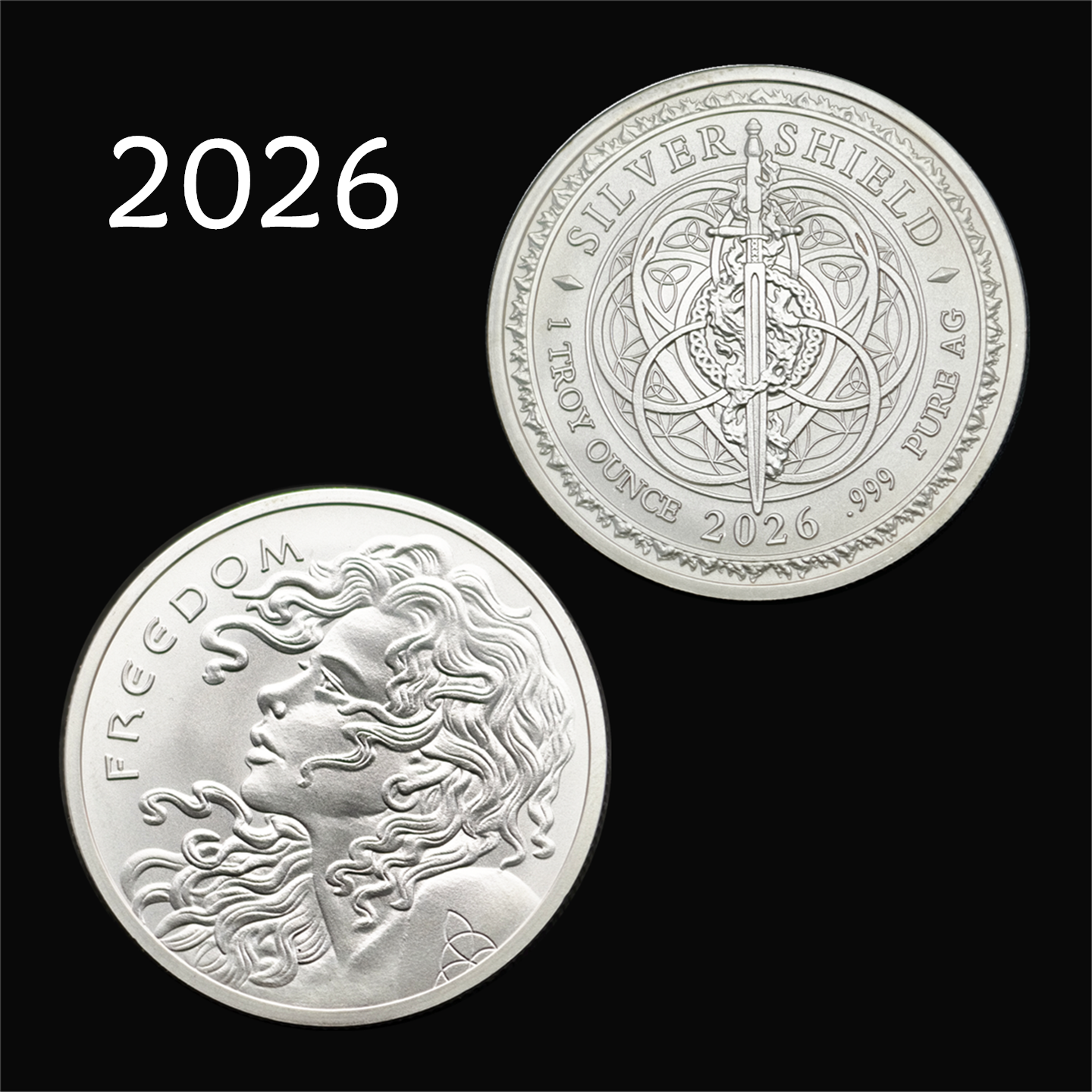 2026 1 oz Freedom Girl Silver Shield Round (New)