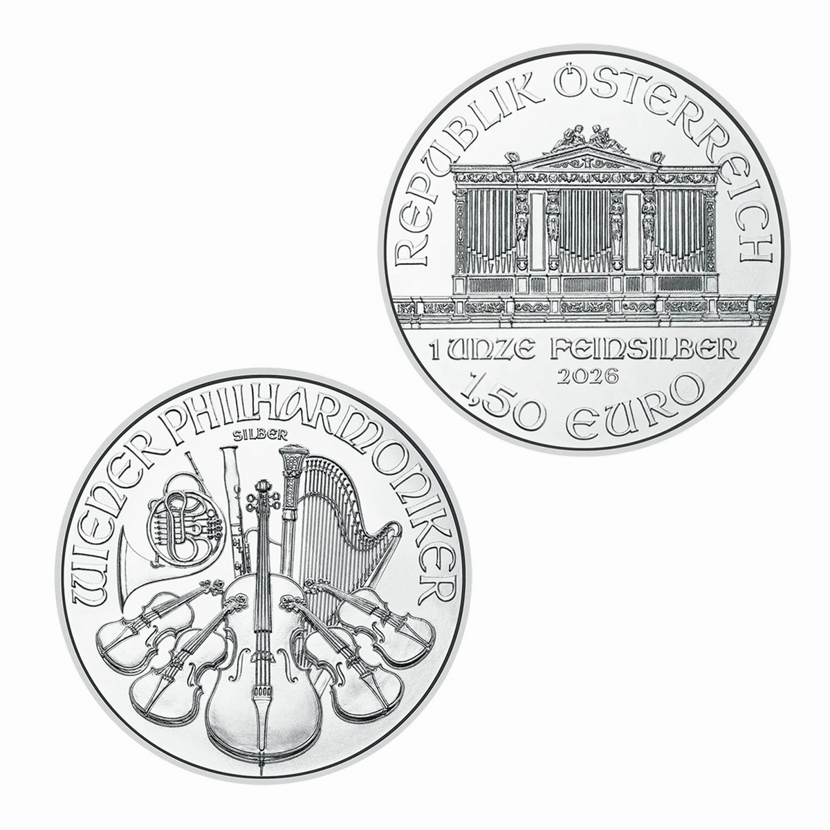 2026 Austrian Silver Philharmonic 1 oz .999 Fine Silver Coin