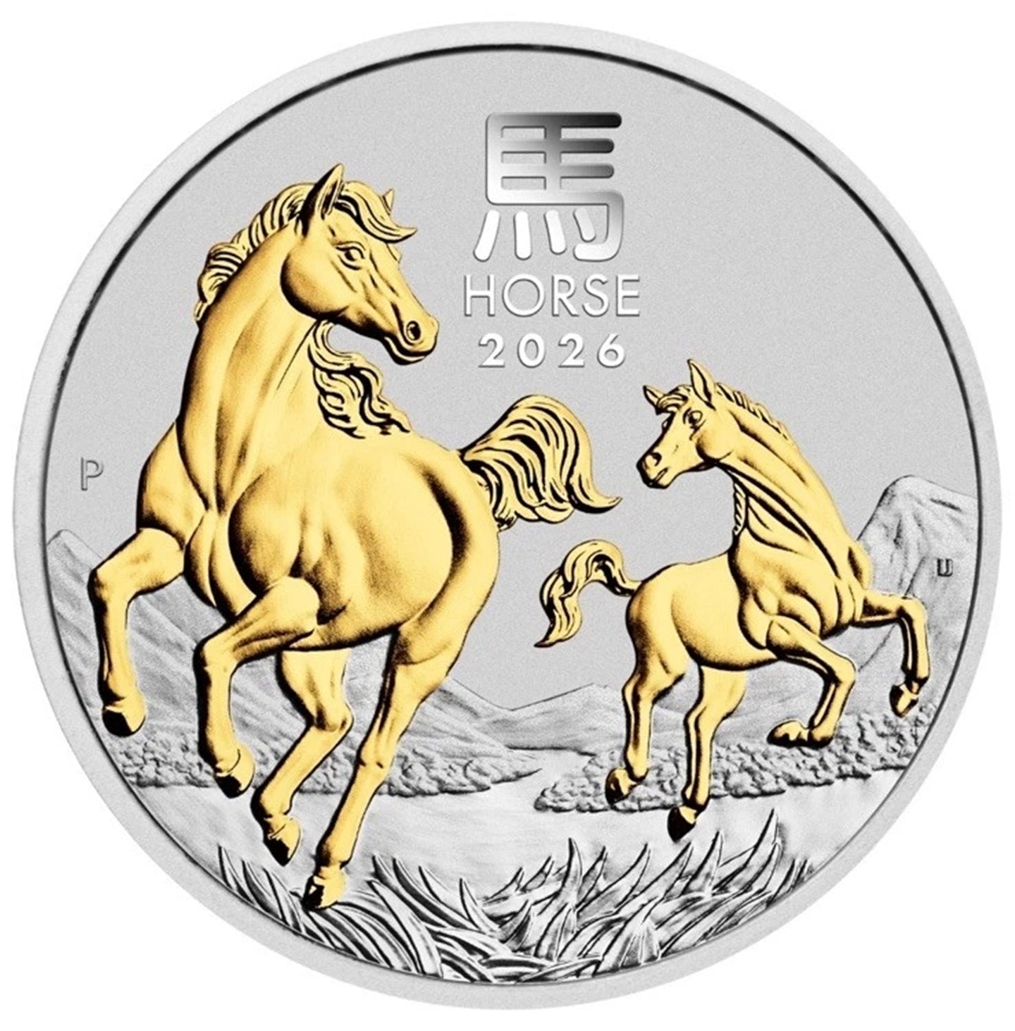 Bicolor Year of the Horse 1 oz .999 Fine Silver Coin