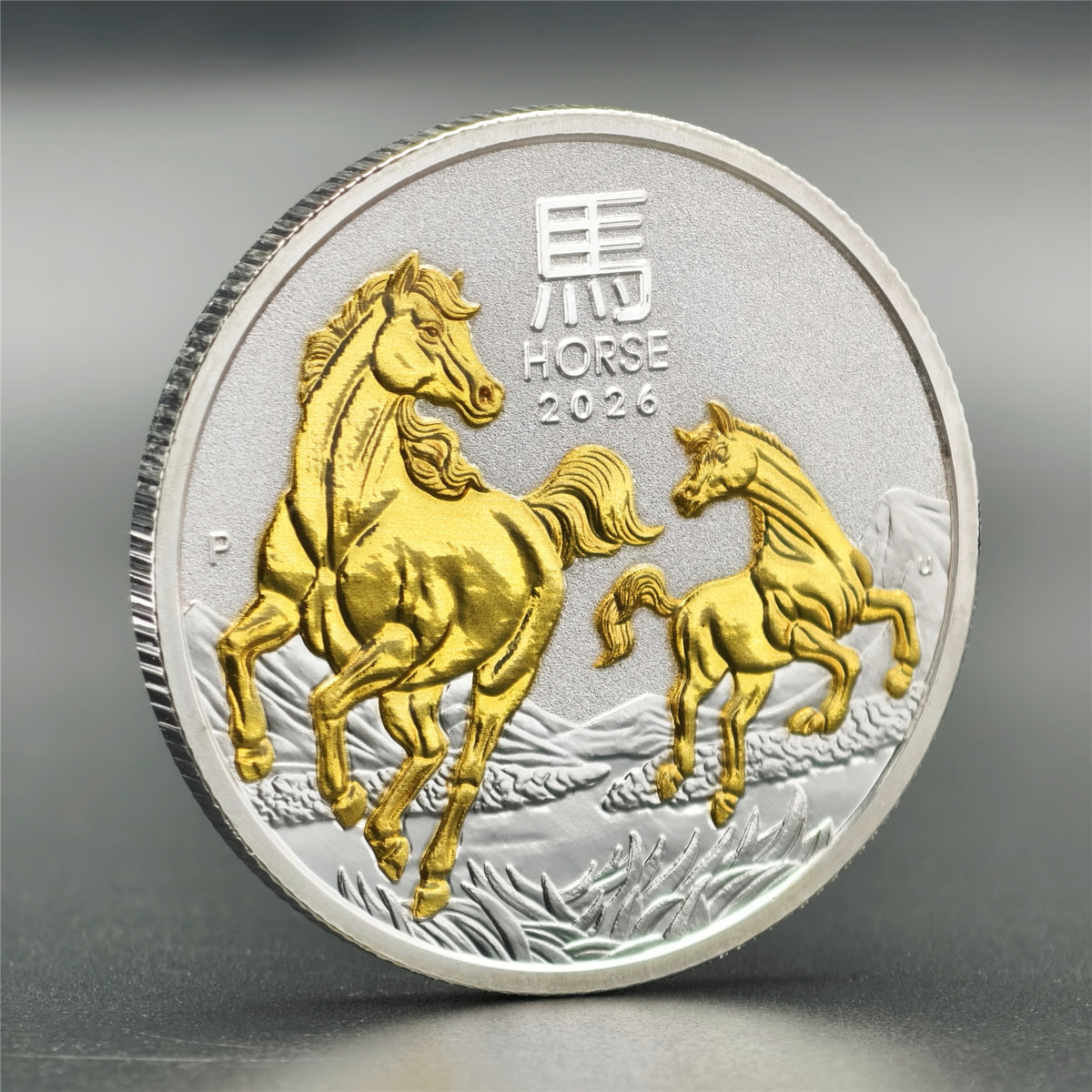 Bicolor Year of the Horse 1 oz .999 Fine Silver Coin