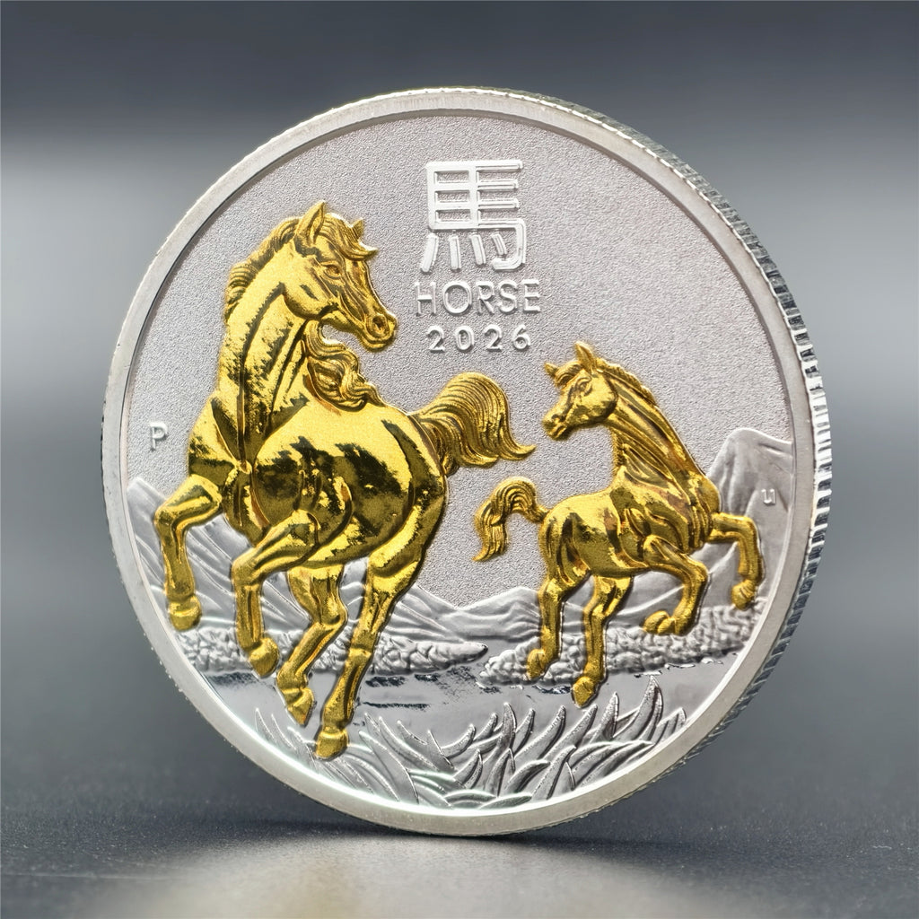 Bicolor Year of the Horse 1 oz .999 Fine Silver Coin