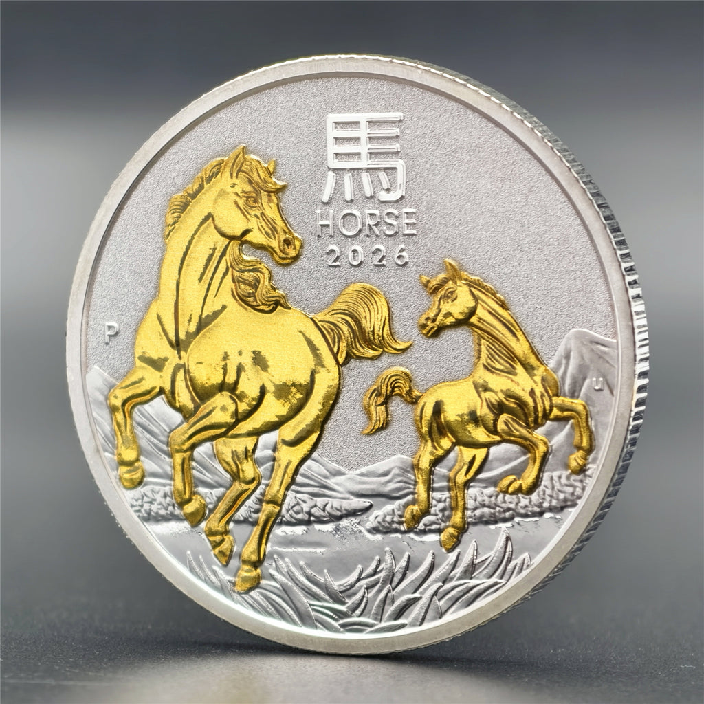 Bicolor Year of the Horse 1 oz .999 Fine Silver Coin
