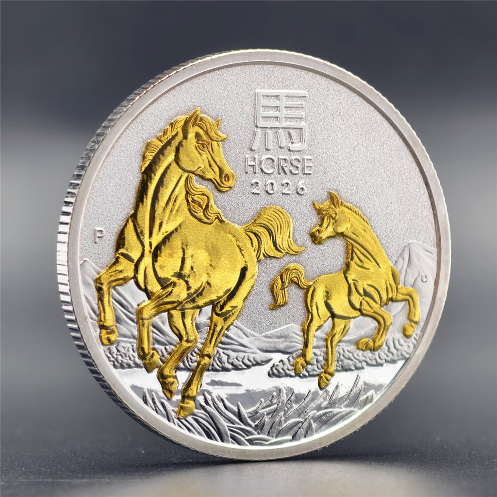 Bicolor Year of the Horse 1 oz .999 Fine Silver Coin