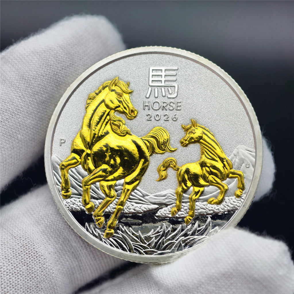 Bicolor Year of the Horse 1 oz .999 Fine Silver Coin
