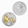Bicolor Year of the Horse 1 oz .999 Fine Silver Coin