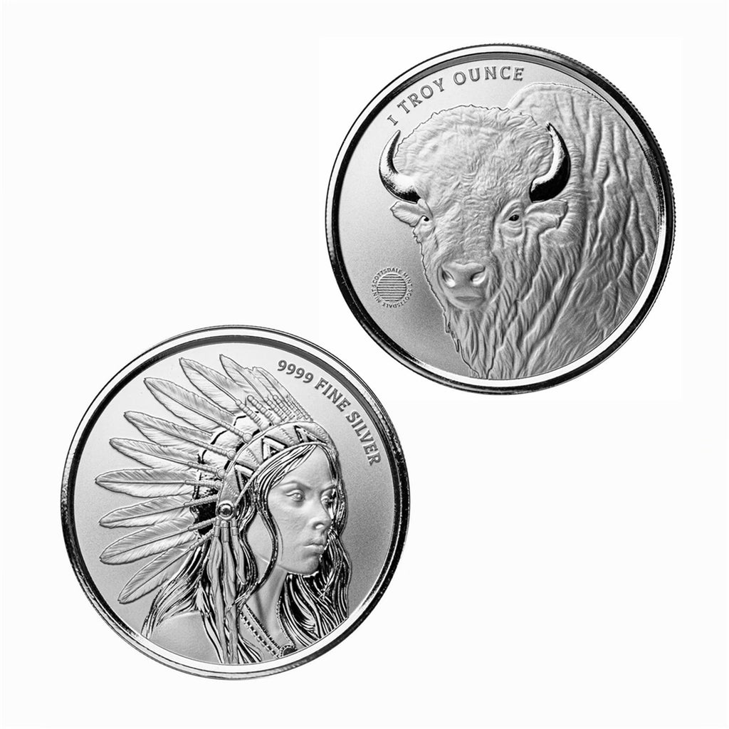 Girl Bison 1 oz .999 Fine Silver Round